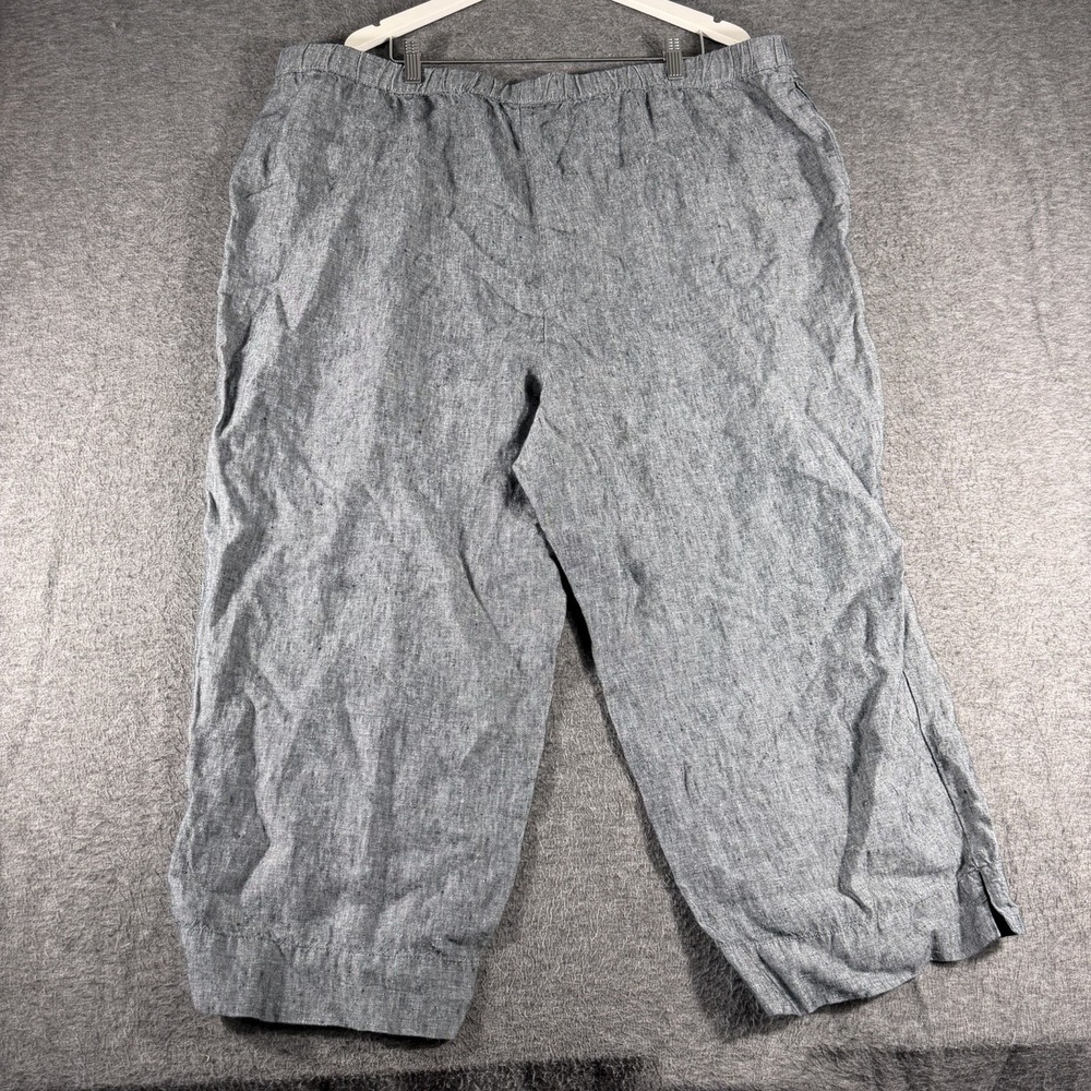 Relaxed Linen-Blend Wide Leg Pants - Gray - Picture 2 of 5